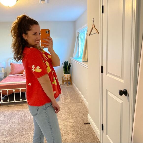 Vintage Y2K Susan Bristol Lemon Fruit Cotton Sweater Large - Picture 3 of 15